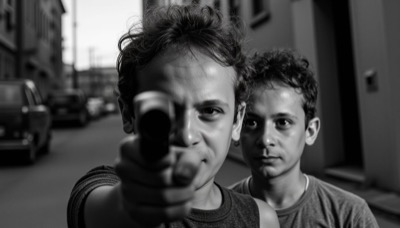 AI-generated film still from Me-Me exploring identity and unlived destinies in Milan